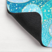 青い人魚のフェイクなグリッターの海のティール(緑がかった色)の金ゴールドの海 マウスパッド (コーナー)