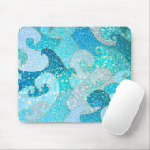 青い人魚のフェイクなグリッターの海のティール(緑がかった色)の金ゴールドの海 マウスパッド (マウス)