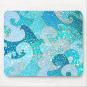 青い人魚のフェイクなグリッターの海のティール（緑がかった色）の金ゴールドの海 マウスパッド (正面)