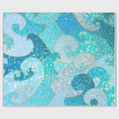 青い人魚のフェイクなグリッターの海のティール（緑がかった色）の金ゴールドの海 ラッピングペーパー (フラット)