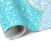 青い人魚のフェイクなグリッターの海のティール（緑がかった色）の金ゴールドの海 ラッピングペーパー (ロールコーナー)