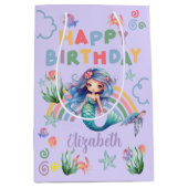 青い人魚の誕生日プレゼントバッグ（紫） ミディアムペーパーバッグ (正面)