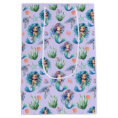 青い人魚の誕生日プレゼントバッグ（紫） ミディアムペーパーバッグ (裏面)