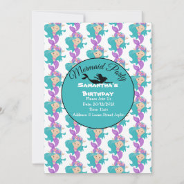 青い人魚パーティー ピンクの招待状 招待状
