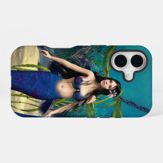 青い人魚 iPhone 16ケース (裏面横)