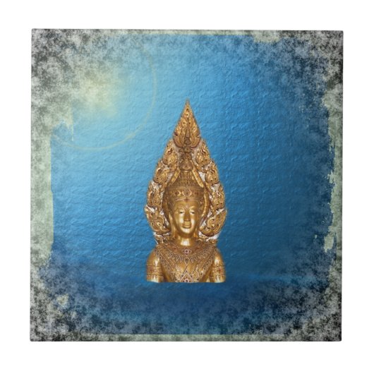 青い仏像 タイル (正面)