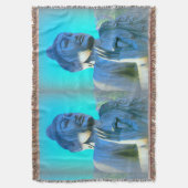 青い仏投げ毛布 スローブランケット (正面縦)