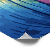 青い仏数々の色ピクセルモダンアート ポスター (角)