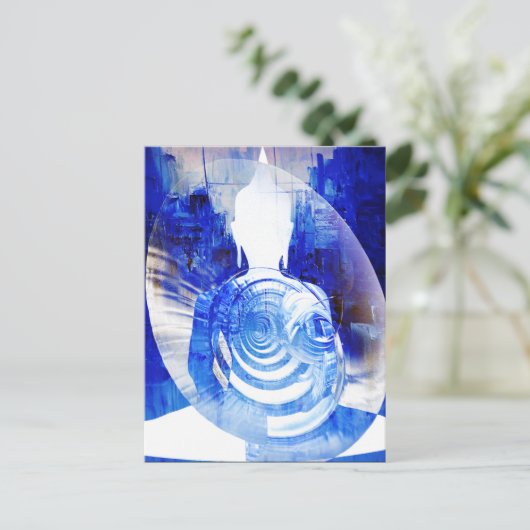 青い仏陀 現代仏教美術 ポストカード (スタンド正面)