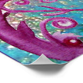 青い仮装パーティーの黒と赤のジェスターマスク ポスター (角)