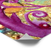 青い仮装パーティーの黒と赤のジェスターマスク ポスター (角)