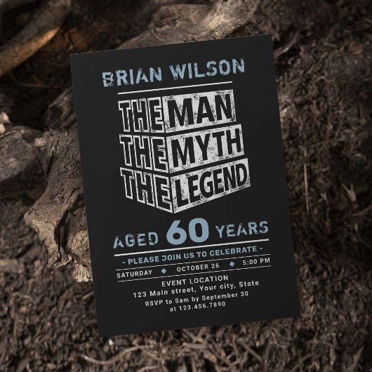 青い任意の年齢の男の神話の伝説の誕生日 招待状