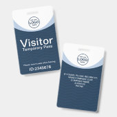 青い企業のビジターパスIDカスタムロゴ バッジ (正面＆裏面)