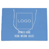 青い企業のロゴ、ビジネス会社ブランディング ラージペーパーバッグ (正面)