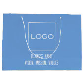 青い企業のロゴ、ビジネス会社ブランディング ラージペーパーバッグ (裏面)