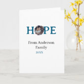 青い休日の希望 太文字の子供の写真 名前よー カード (黄色い花)