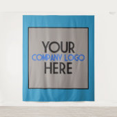 青い会社 ビジネス トレード ショー ロゴ バックドロップ タペストリー (正面)