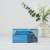青い会計士の簿記係財政の計算機 名刺 (スタンド正面)