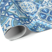 青い伝統的タイル ラッピングペーパー (ロールコーナー)