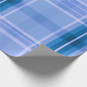 青い伝統的格子縞 ラッピングペーパー (角)