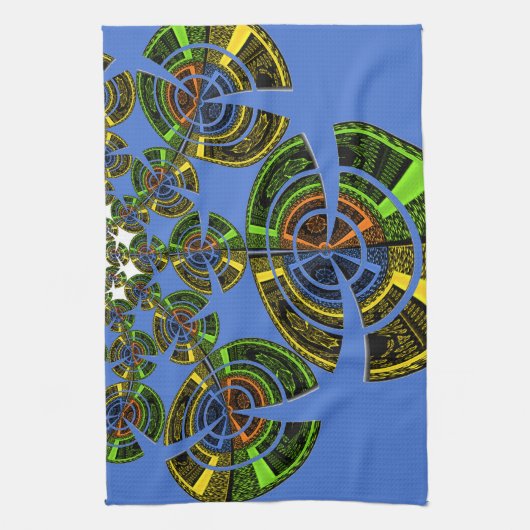 青い伝統 キッチンタオル (縦)