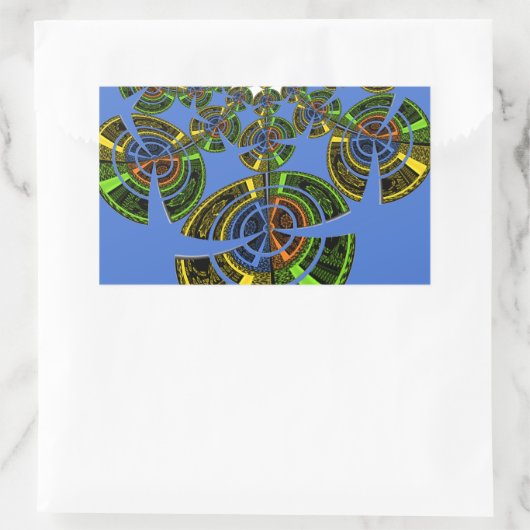 青い伝統 長方形シール (バッグ)