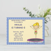 青い体操のトランポリンの誕生会 招待状 (スタンド正面)