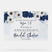 青い何かが私の前に フローラル ブライダル シャワー アクリルサイン (正面)