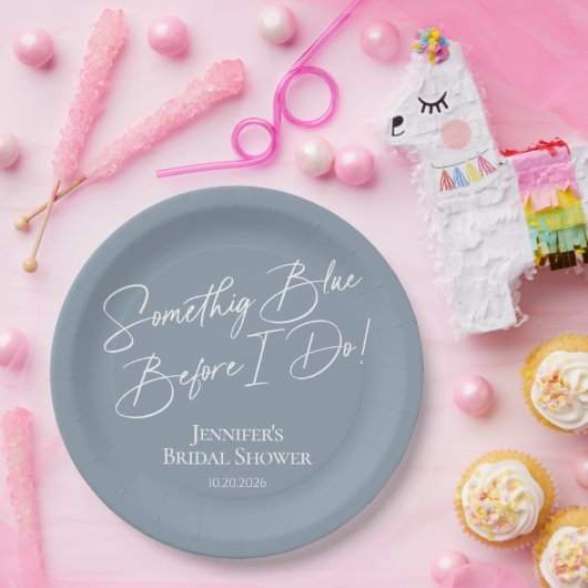 青い何か ドゥアイ | ブルーの花嫁のシャワー ペーパープレート (パーティー)