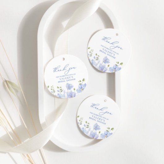 青い何か ドゥー フローラル ブライダル シャワー フェイバータグ