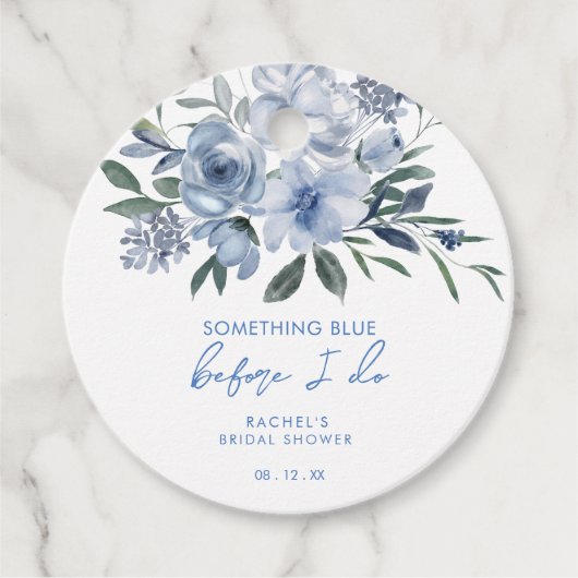 青い何か ドゥー フローラル ブライダル シャワー フェイバータグ (正面)
