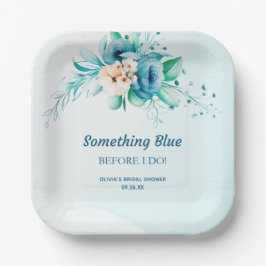 青い何か ドゥ・ビフォア・フラワーブライダルシャワー ペーパープレート
