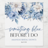 青い何か ドゥ ビフォア フローラル ブライダル シャワー ワインラベル (シングルラベル)