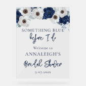 青い何か ドゥ ビフォー フローラル ブライダル シャワー アクリルサイン (正面)