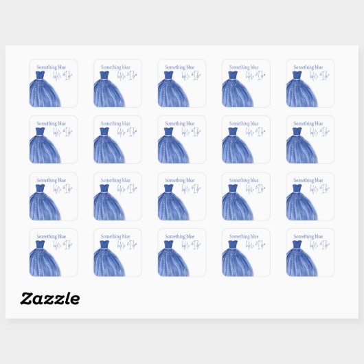 青い何か ドレスの前に ブライダルシャワー スクエアシール (シート)