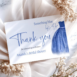 青い何か ドレスの前 結婚前のお披露目パーティ サンキューカード