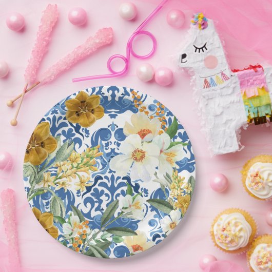 青い何か ネイビーブルー ブライダルシャワーのお出迎え ペーパープレート (パーティー)