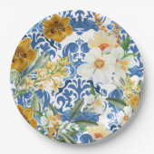 青い何か ネイビーブルー ブライダルシャワーのお出迎え ペーパープレート (正面)