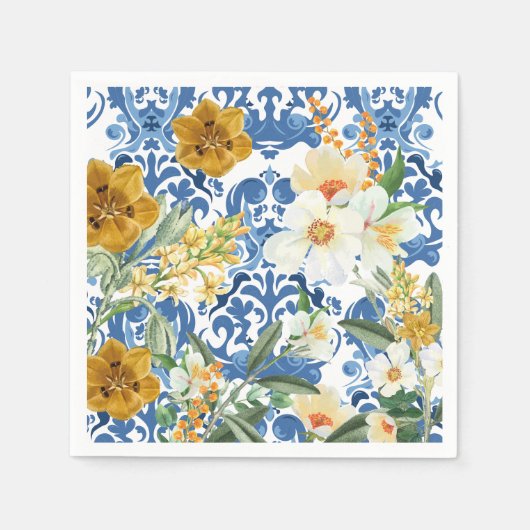 青い何か ネイビーブルー ブライダルシャワー ウェルカム スタンダードカクテルナプキン (正面)