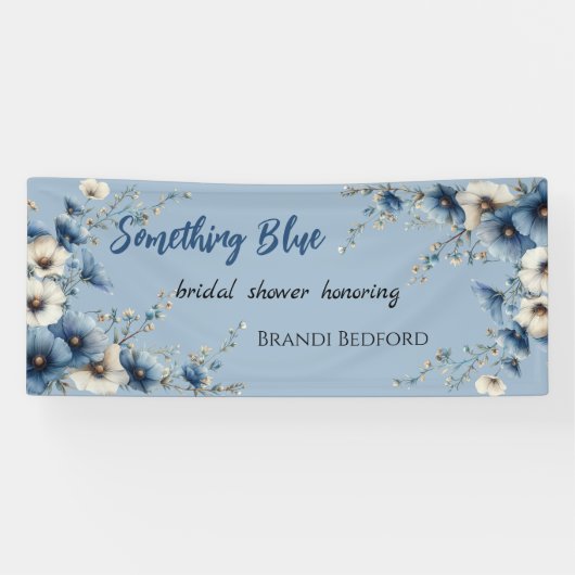 青い何か ブライダルシャワーのお祝い 横断幕 (横)