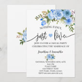 青い何も特別なものはない、ただ愛を誓うためのシンプルな結婚式招待状 セーブザデート (正面/裏面)