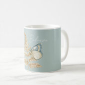 青い信じる蝶 コーヒーマグカップ (正面右)