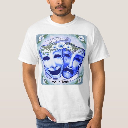 青い俳優マスク Tシャツ (正面)