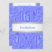 青い偽のシルクの白と銀の18歳の誕生日パーティー 招待状 (正面/裏面)