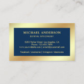 青い偽の金の箔の歯の歯科医院 歯科医 名刺 (裏面)