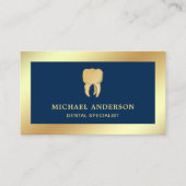 青い偽の金の箔の歯の歯科医院 歯科医 名刺 (正面)