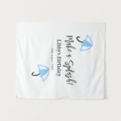 青い傘で夏のプールパーティをしよう タペストリー (正面(横))