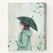 青い傘の少女 雨に濡れる庭園 (2) ノートブック (裏面)