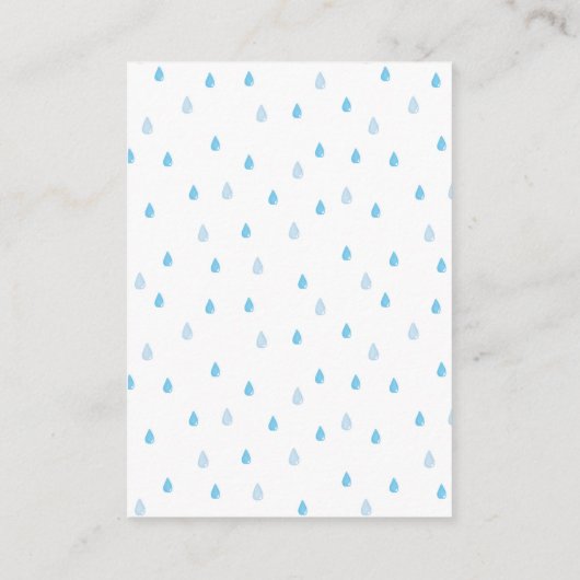 青い傘の赤ちゃんシャワーおむつラッフルカード エンクロージャーカード (裏面)