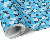 青い傘パターン01黒BG ラッピングペーパー (ロールコーナー)